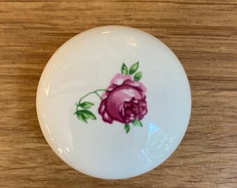 Möbelknopf Keramik mit Rose