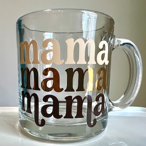 Mama Mama Mama Glass Mug from Mama’s Coffee Mug Collection