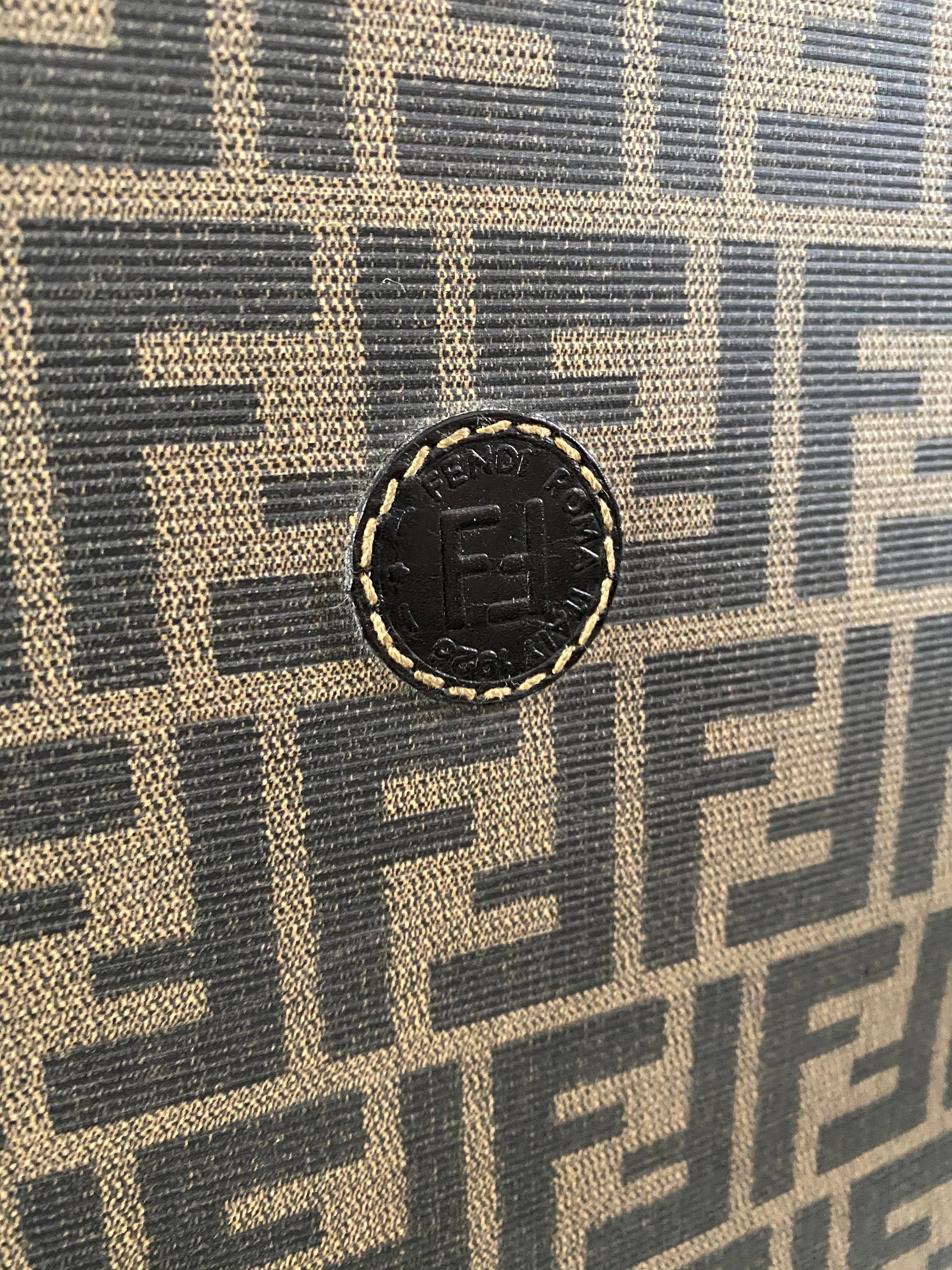 Fendi FF Vintage Round Vanity Case Crossbody Zucca Hat Box 