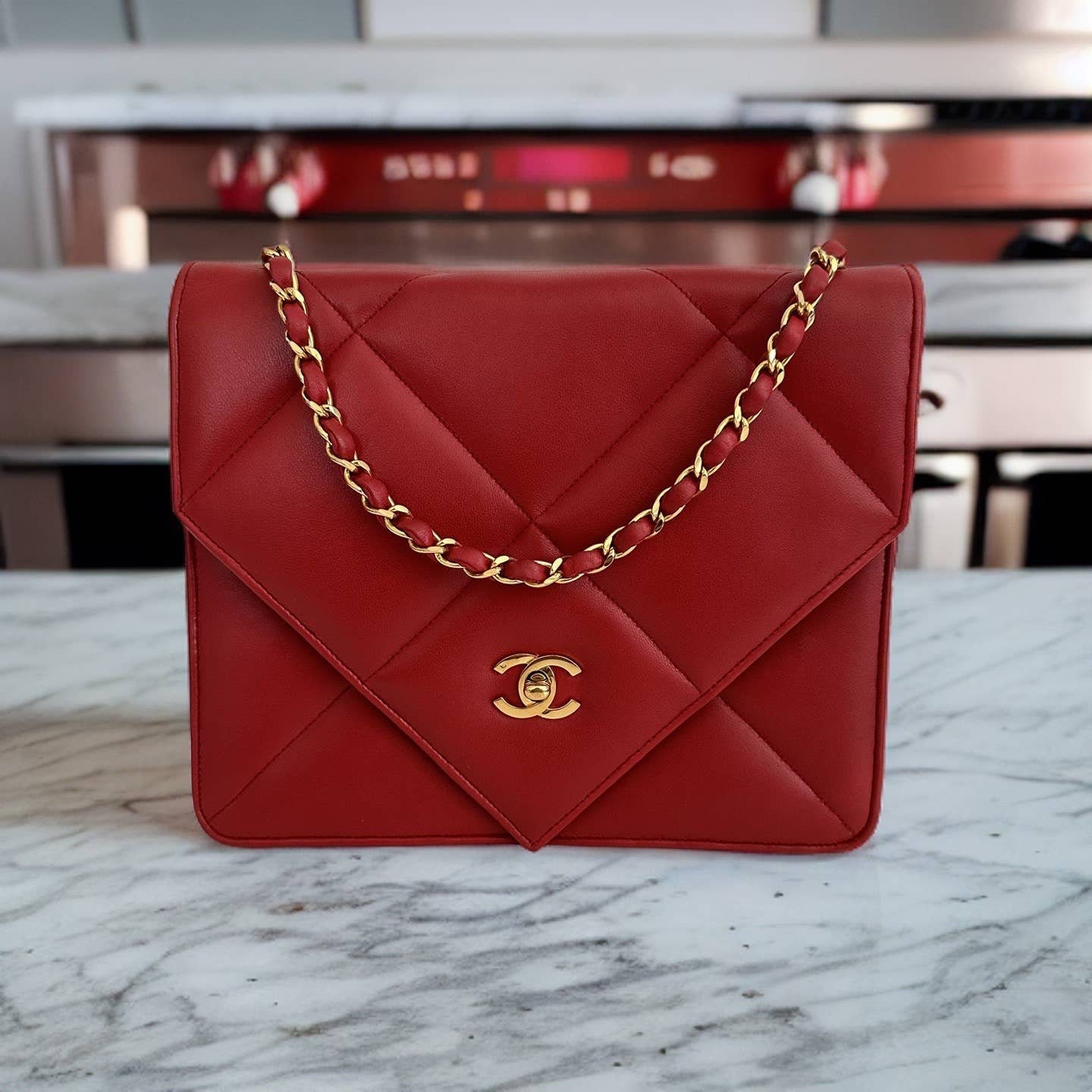 Chanel Red Vintage 90s Rare Jumbo Quilted Lambskin Flap Bag - Etsy