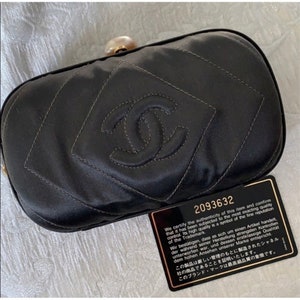 Chanel Vintage 90s Silk Satin Chanel Clutch Bag Pearl Clasp