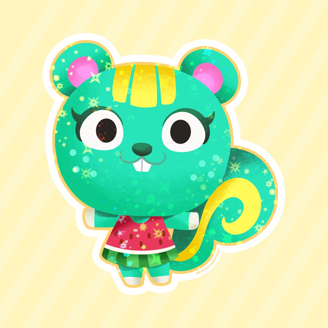Nibbles Animal Crossing Cute Vinyl Sparkly Star Holographic Sticker Etsy