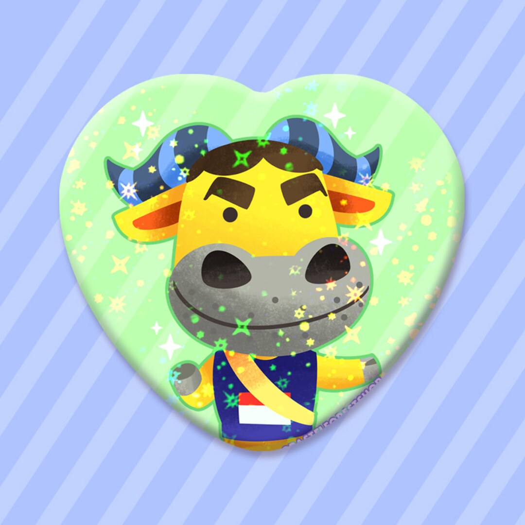 Coach Animal Crossing Cute Metal Sparkly Star Holographic Heart Button