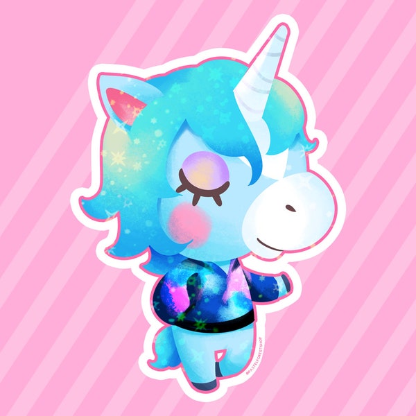 Julian Animal Crossing Cute Vinyl Sparkly Star Holographic Sticker