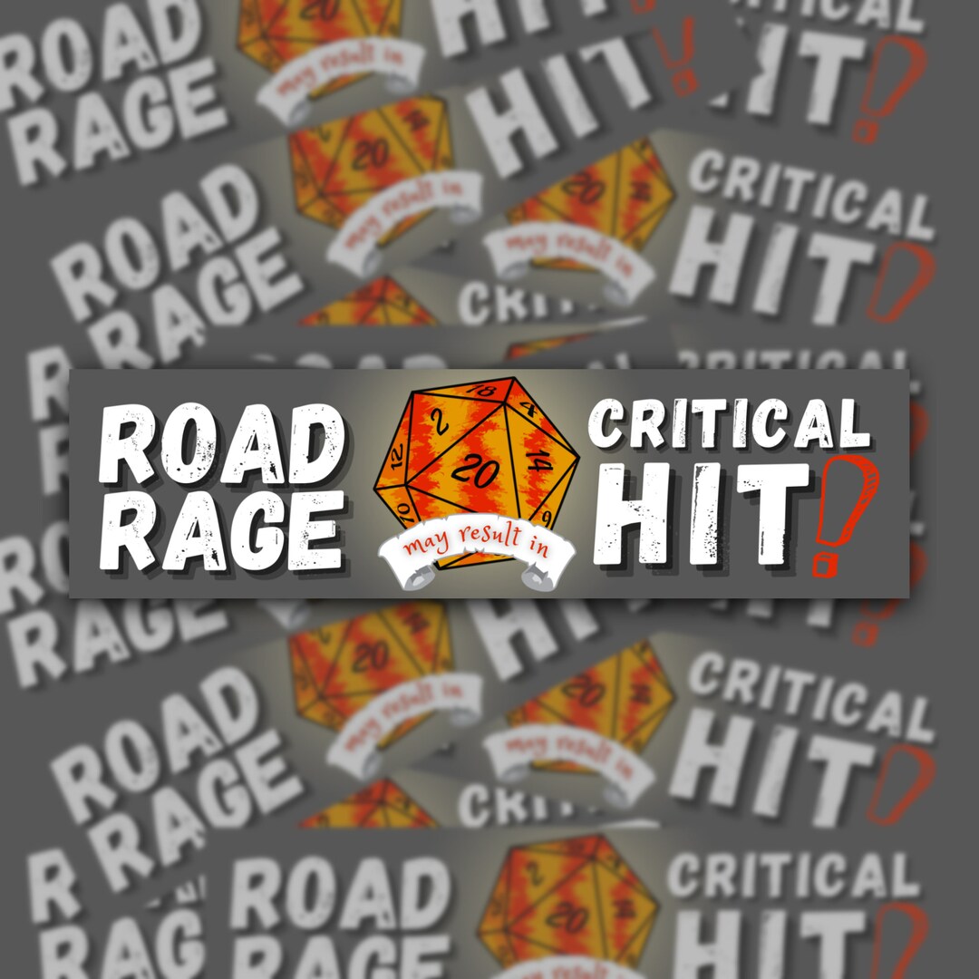 Road Rage Button Gamer Bumper Sticker | RPG Car Decal | Road Rage May Result in Critical ...
