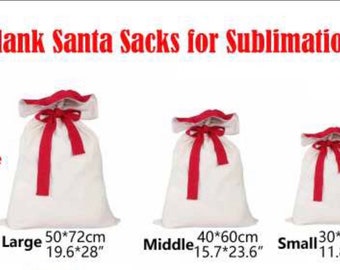 Sublimation Santa Sacks, Large Santa Sacks, Sublimation bags, medium Santa sacks, small Santa sacks