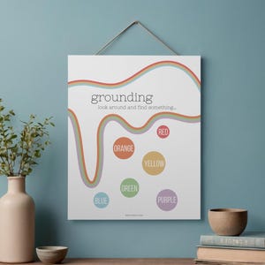 Anxiety Grounding Printable Digital Download Therapy Resource Sensory Technique Poster Bundle Breathing Exercise Mental Health Classroom