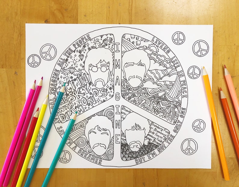 Download The Beatles Coloring Pages for Adults Instant PDF Download 6 | Etsy