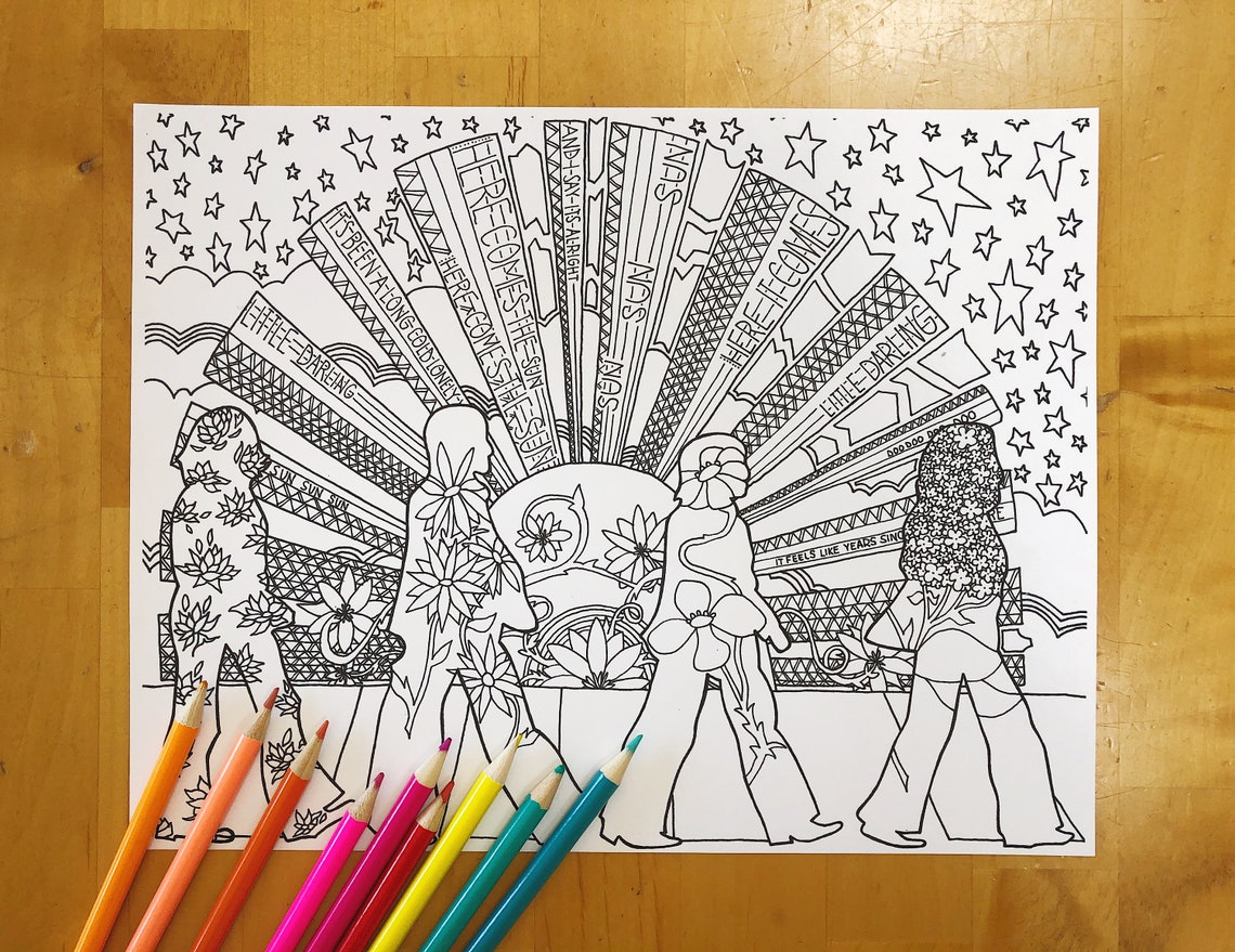 The Beatles Coloring Pages for Adults Instant PDF Download 6 - Etsy