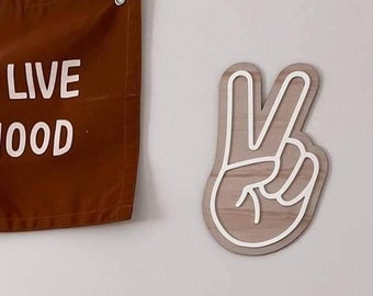 Peace Hand Sign | Kids Room Decor | Cool Kids | Retro Vibes