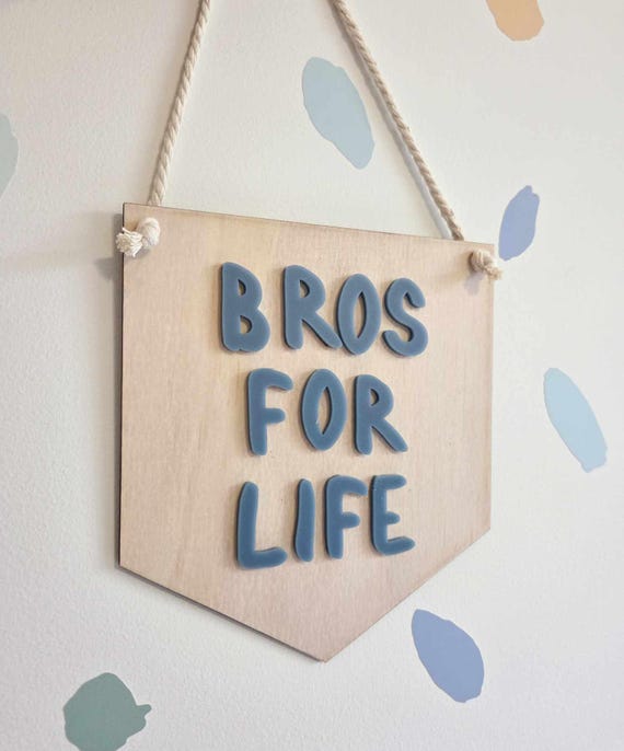 Bros | Kids Room Decor | Retro Vibes | Wall Hanging | Wood Sign