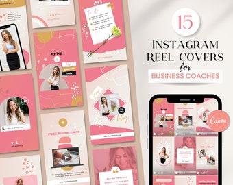 15 Instagram Reel Cover-sjablonen, Canva Coaching Instagram-sjablonen voor Business Coach, esthetische Instagram-betrokkenheid, roze Instagram BC2