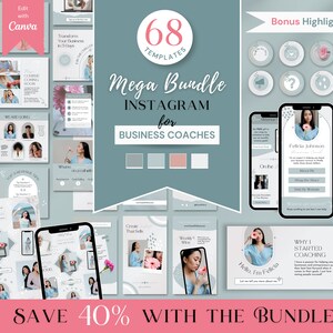 Instagram Template Bundle for Business Coaches, Canva Bundle Toolkit, Instagram Highlight Covers, Package with Story Posts, Carousel BC1