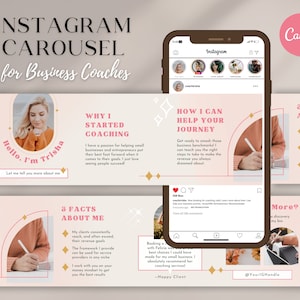 Instagram Carousel Template for Business Coaches | Business Coach Pink Instagram Canva Template, Canva Coaching Template Social Media, BC2