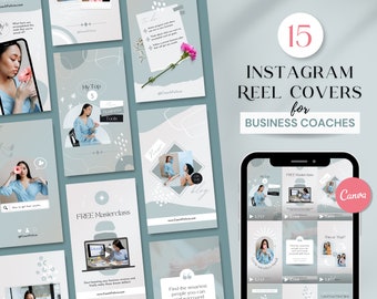 15 Instagram Reels Template, Coaching Templates Instagram Content for Canva, Aesthetic Instagram Reel Cover Template for Business Coach BC1
