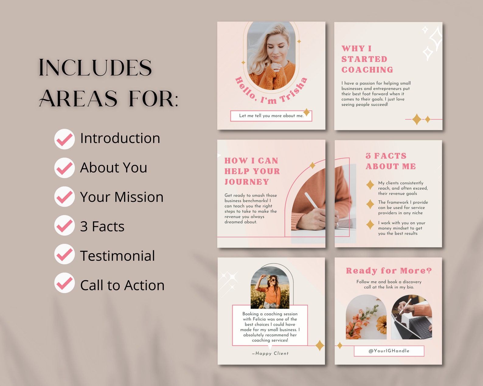 Instagram Carousel Template for Business Coaches | Business Coach Pink ...