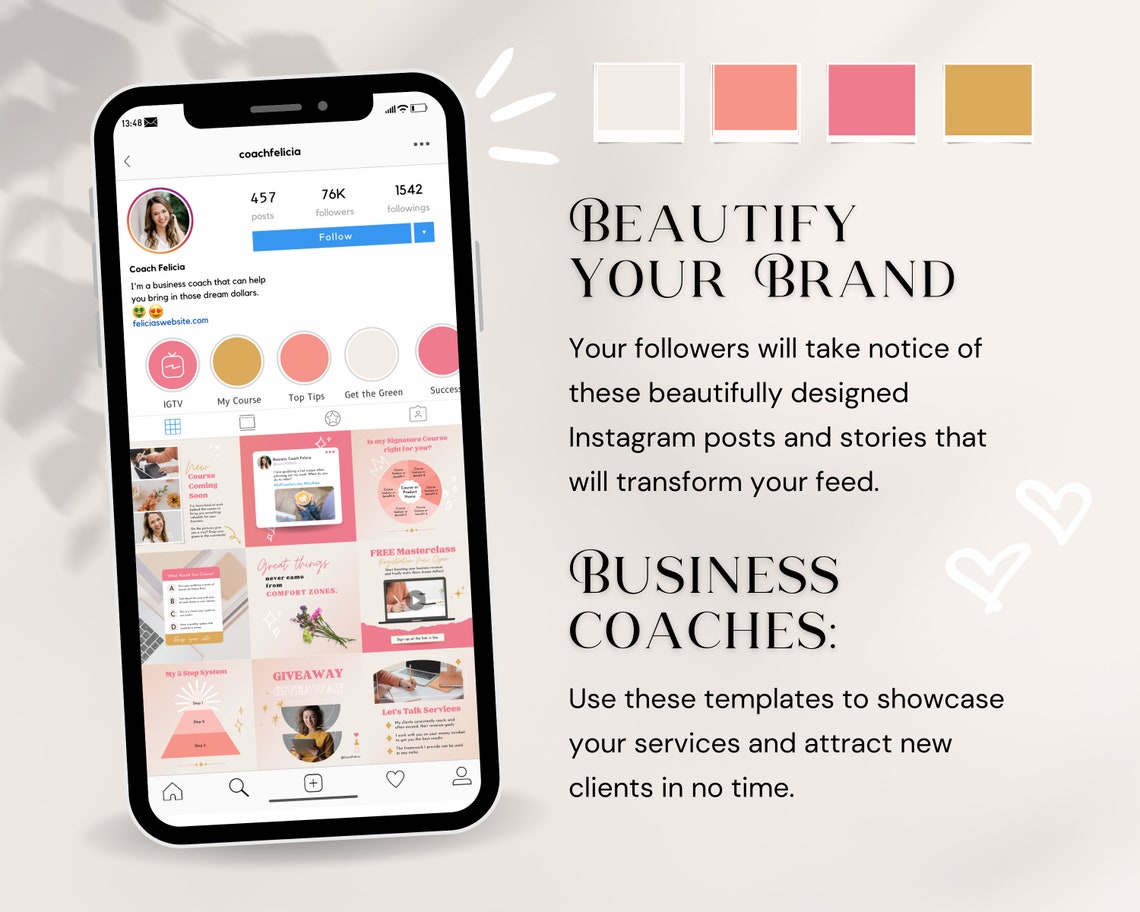 50 Instagram Post Template Set for Business Coaches Canva Coaching Template, Aesthetic Instagram ...