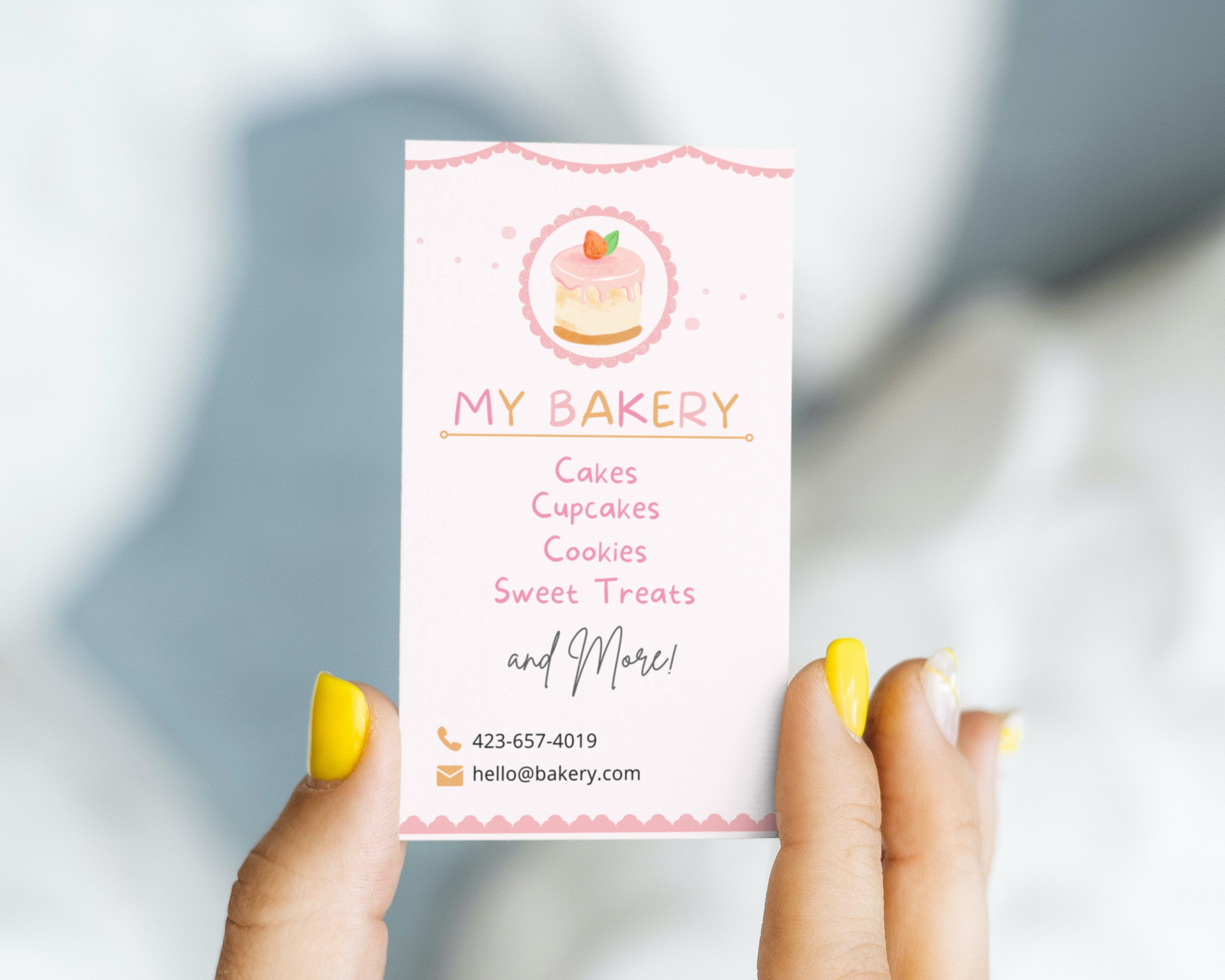 Bakery Business Card QR Code, Vertical DIY Cake Business Card Canva