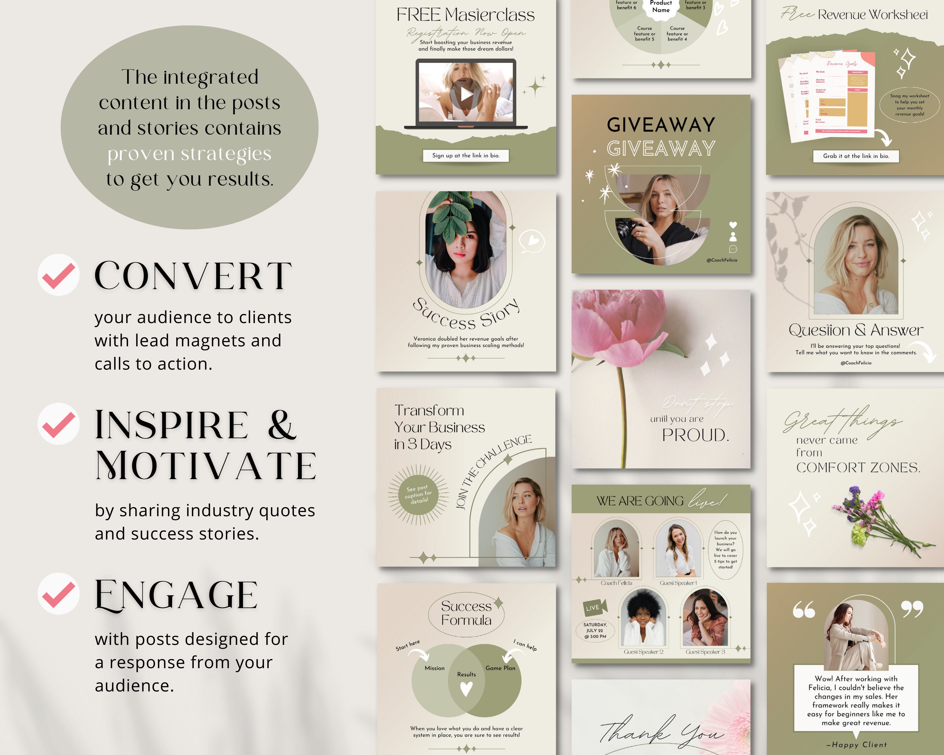 Instagram Template Social Media Bundle for Coaches, Canva Bundle ...