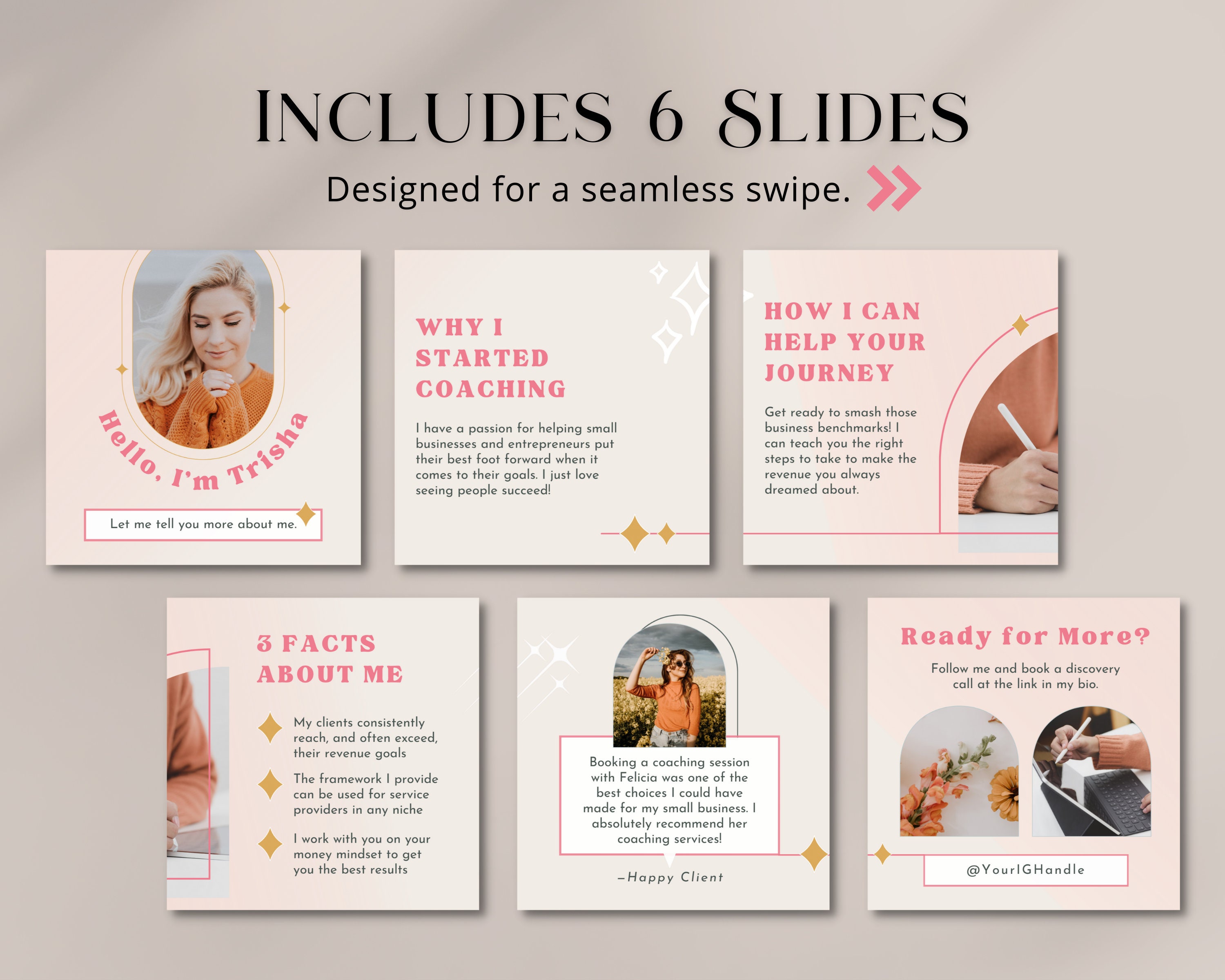 Instagram Carousel Template for Business Coaches | Business Coach Pink ...