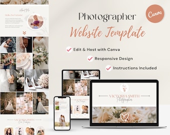 Canva Website Template für Fotografen, Website Template Canva für Fotografie, Modernes Landing Page Website Theme mit Portfolio