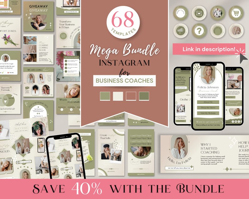 Instagram Carousel Template for Business Coaches, Business Coach Green ...