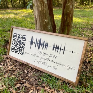 Placa de madeira para memorando de voz - placa memorável - placa de código QR - placa de onda sonora - presente de Natal