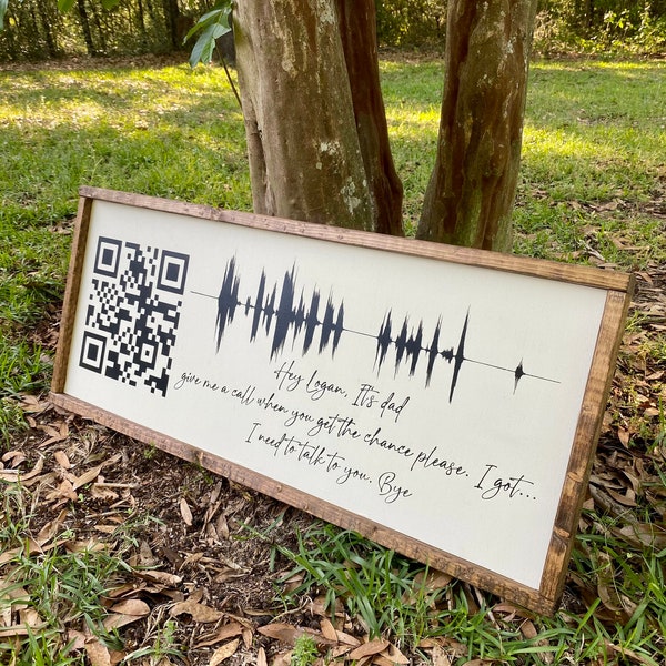 Voice memo wooden sign - memorable sign - QR code sign - sound wave sign - Father’s Day gift