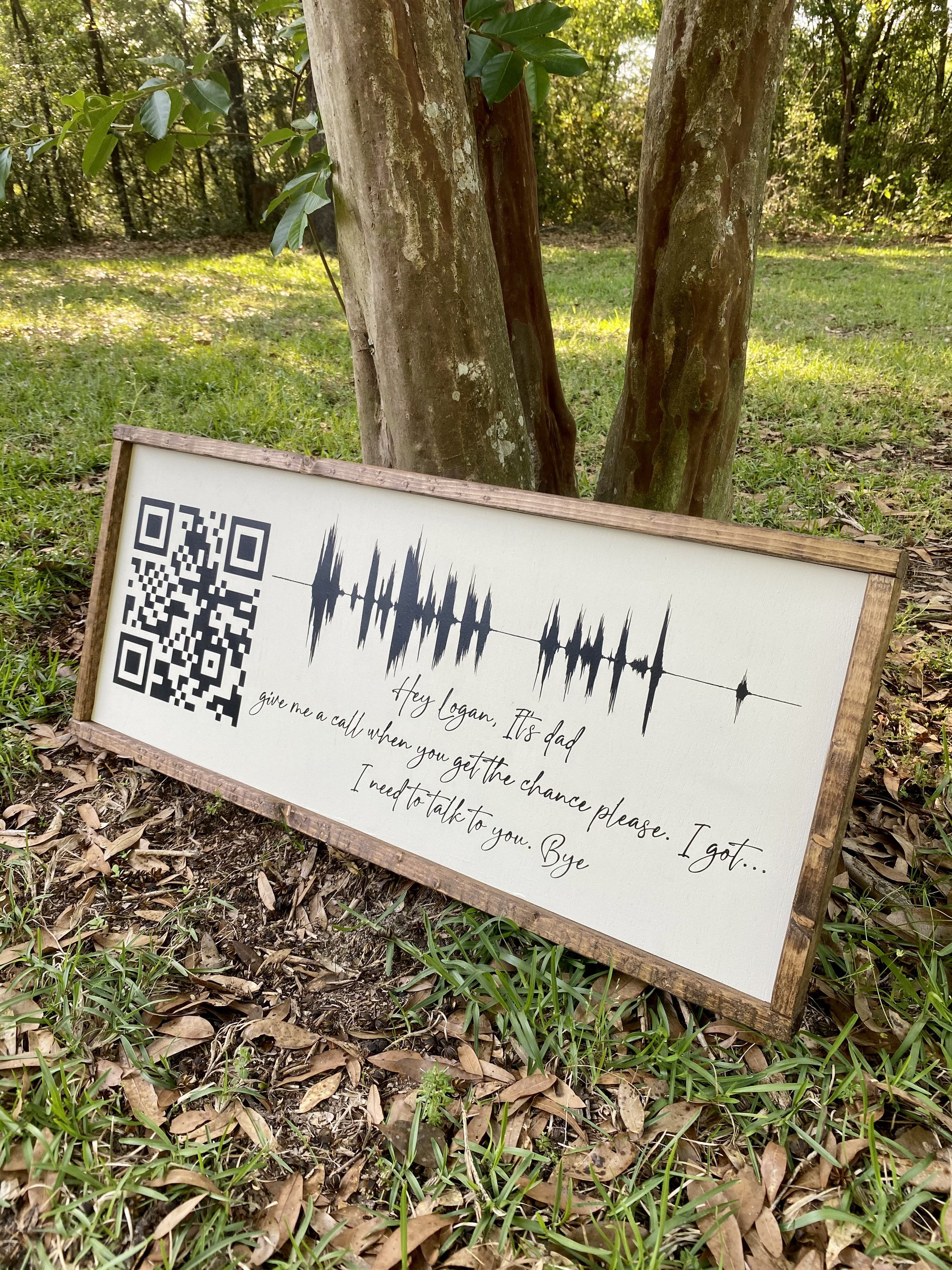Voice memo wooden sign - memorable sign - QR code sign - sound wave s…