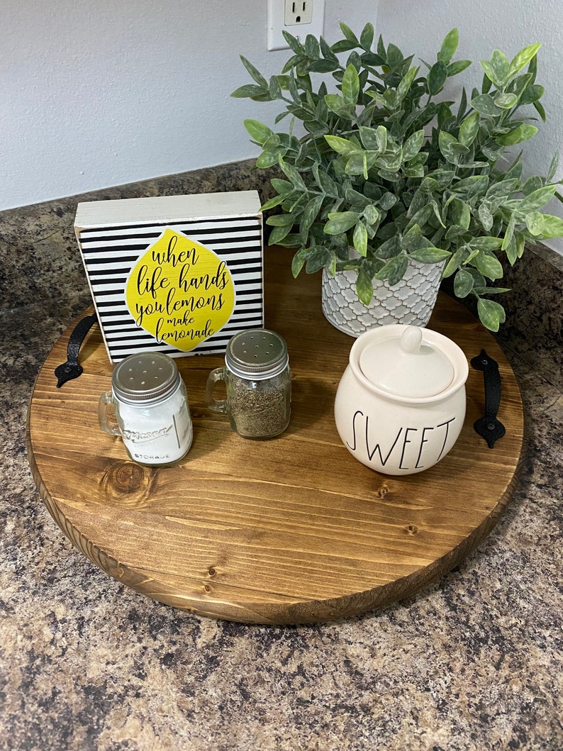 Wooden Lazy Susan With Handles Lazy Susan Turntables Etsy