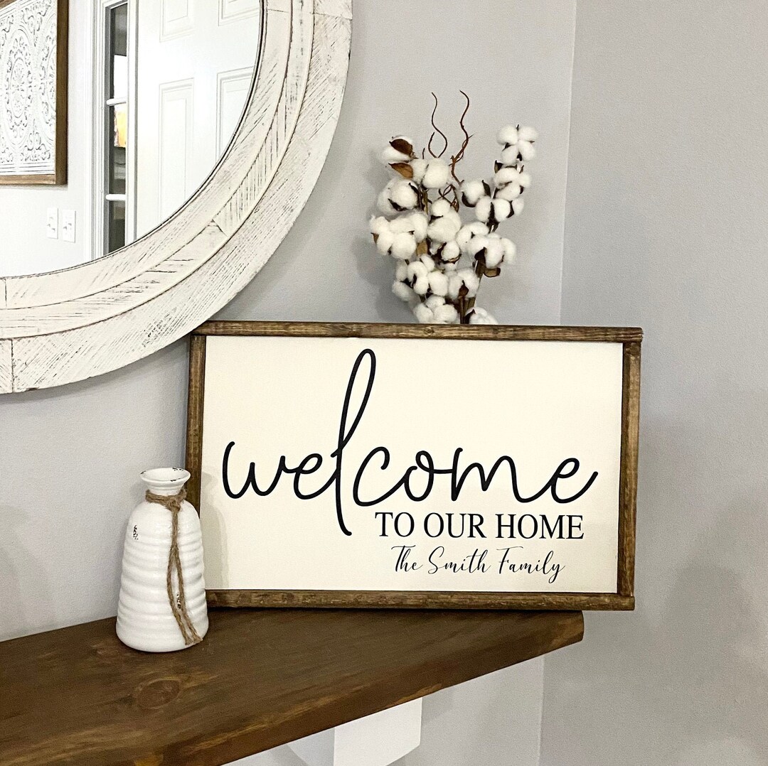 Welcome to Our Home - With Family Name - Wooden Sign - Etsy