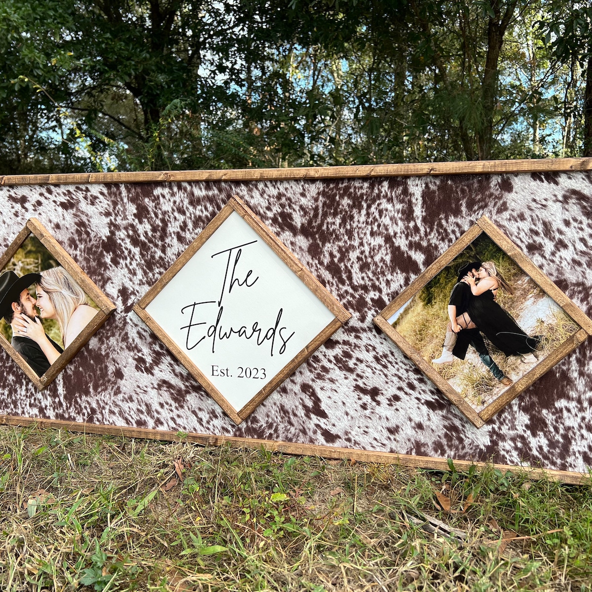 Cowhide Wooden Frame Sign - Cowhide Photo Sign - Cowhide Sign - Etsy