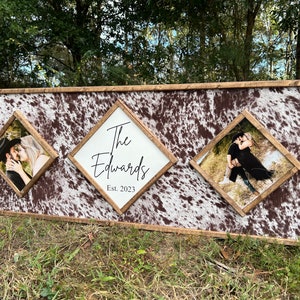 Cowhide wooden frame sign - cowhide photo sign - cowhide sign