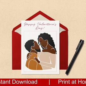 Biglietto di auguri stampabile/Biglietto di auguri di San Valentino per coppia afroamericana, biglietto di auguri di San Valentino per coppia nera innamorata, download immediato