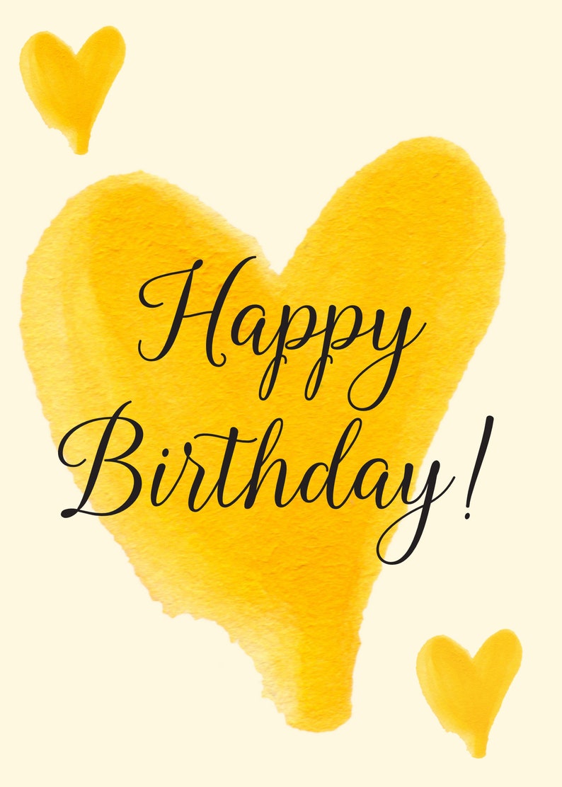 Printable Birthday Greeting Card Happy Birthday Yellow - Etsy