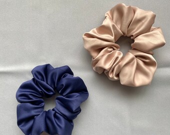Large Satin Scrunchie | Oversized Matte Satin Scrunchie | Fall Scrunchie | Matte Satin Scrunchy | Autumn Scrunchies | Beige Scrunchie | Navy