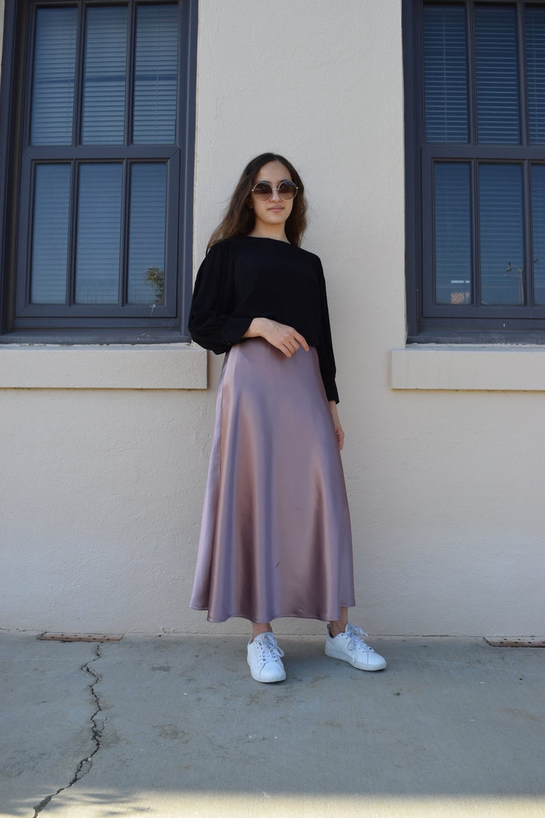 Satin Slip Skirt  Satin Skirt  Silk Midi Skirt  Silk Slip image 8