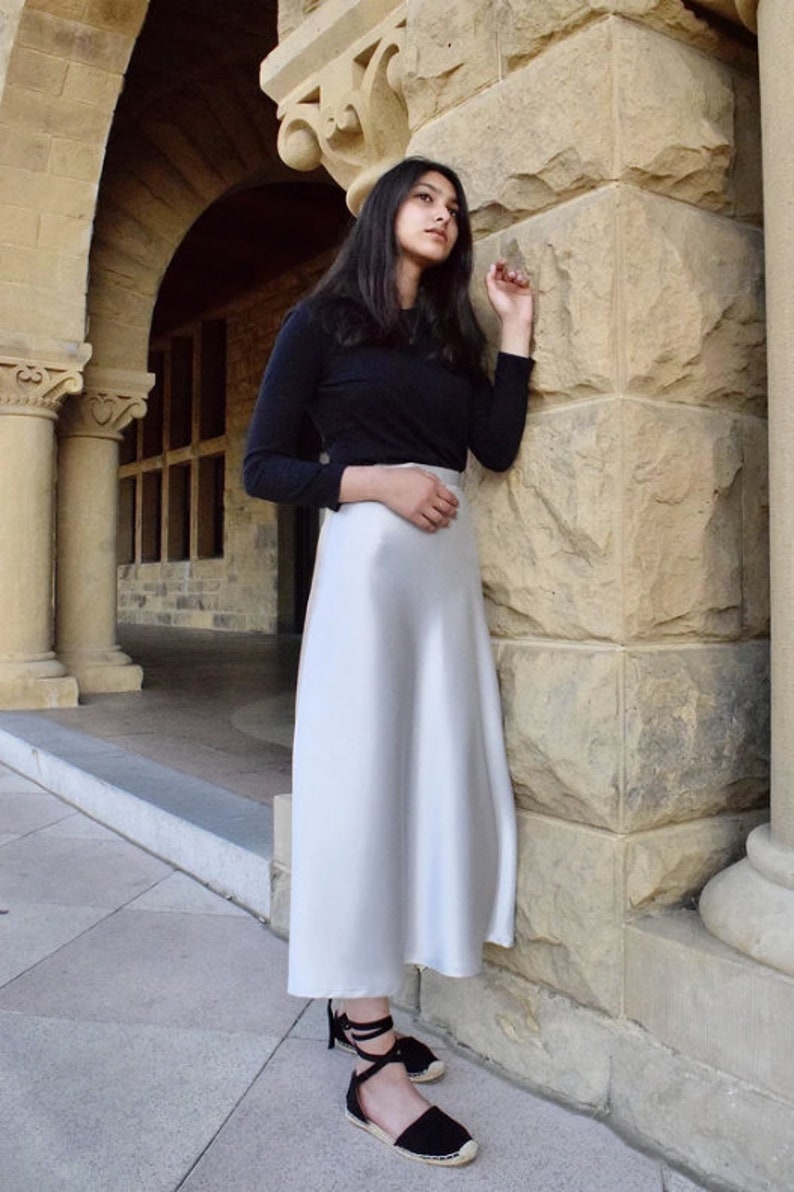 Satin Slip Skirt  Satin Skirt  Silk Midi Skirt  Silk Slip image 4