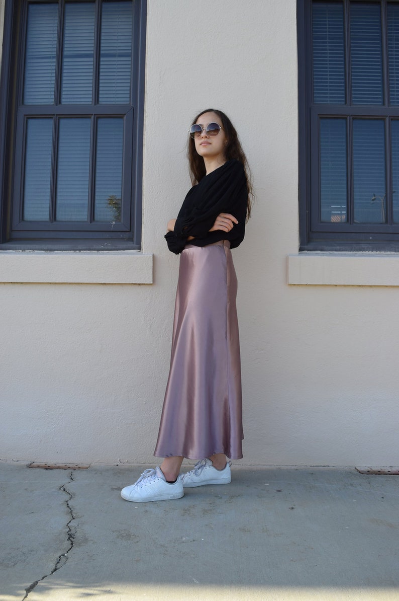 Satin Slip Skirt  Satin Skirt  Silk Midi Skirt  Silk Slip image 7