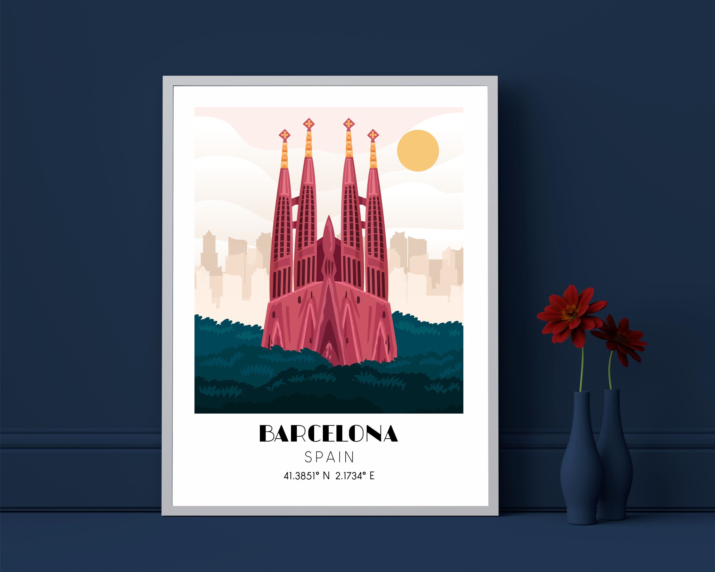 Barcelona Print Barcelona Poster Spain Travel Poster | Etsy