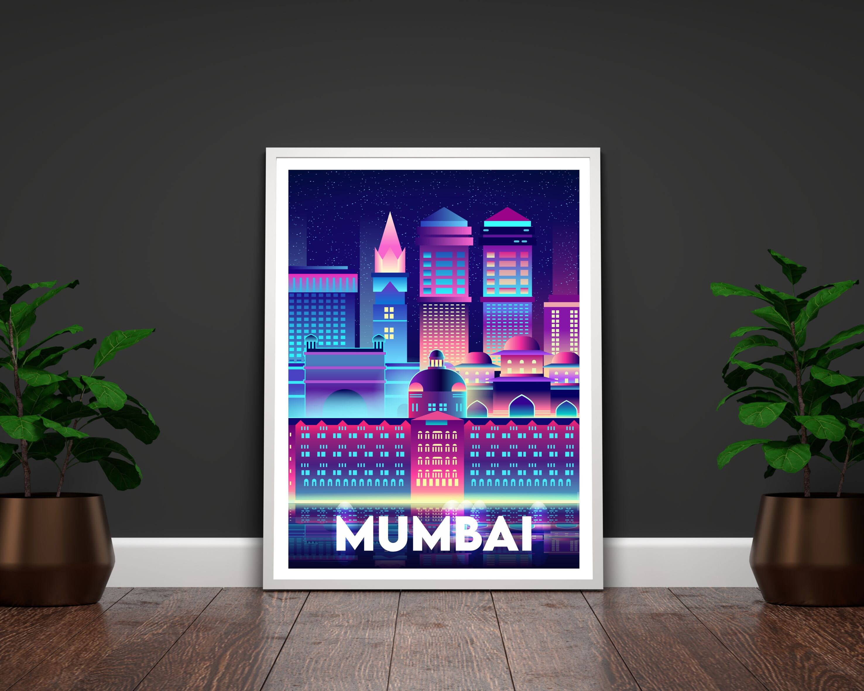 Mumbai Print Mumbai Poster Travel Poster India Artwork Etsy