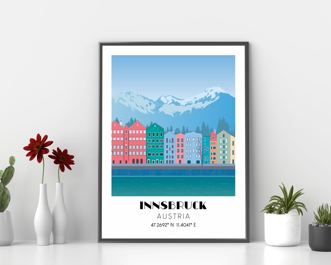 Innsbruck Print Innsbruck Poster Oostenrijk Artwork Print | Etsy