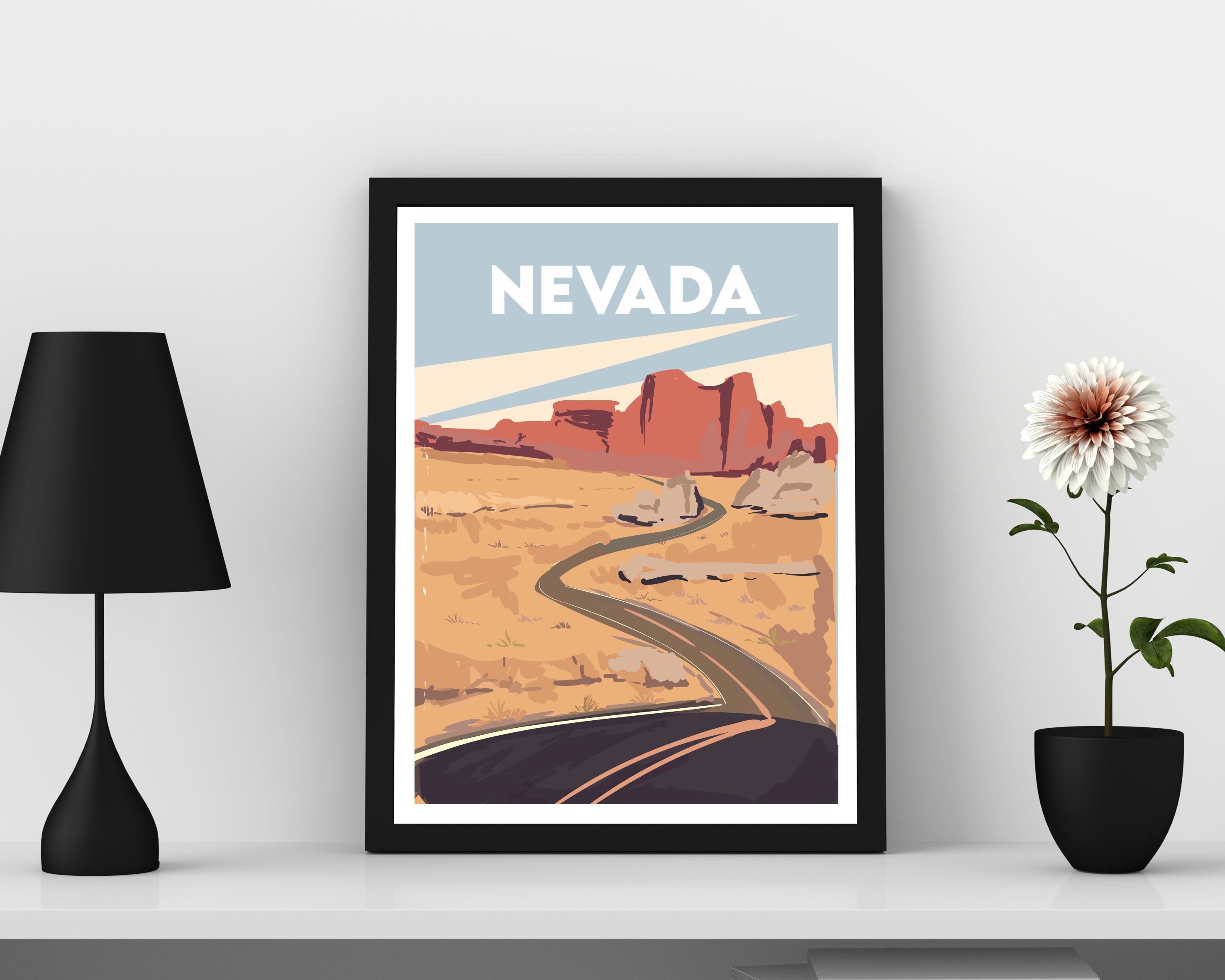 Nevada Print Nevada Poster Wall Art Travel Poster USA Etsy