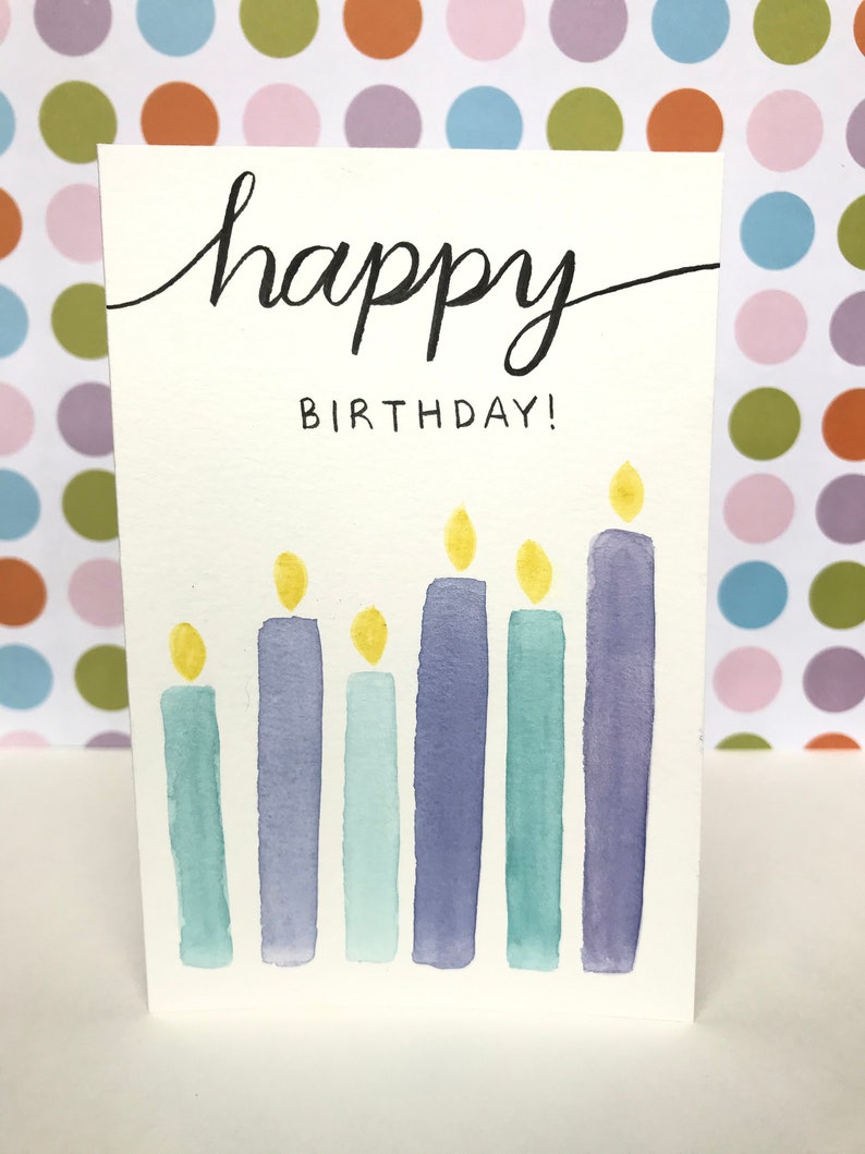 Watercolor Birthday Card Simple Birthday Card Hand Painted | Etsy