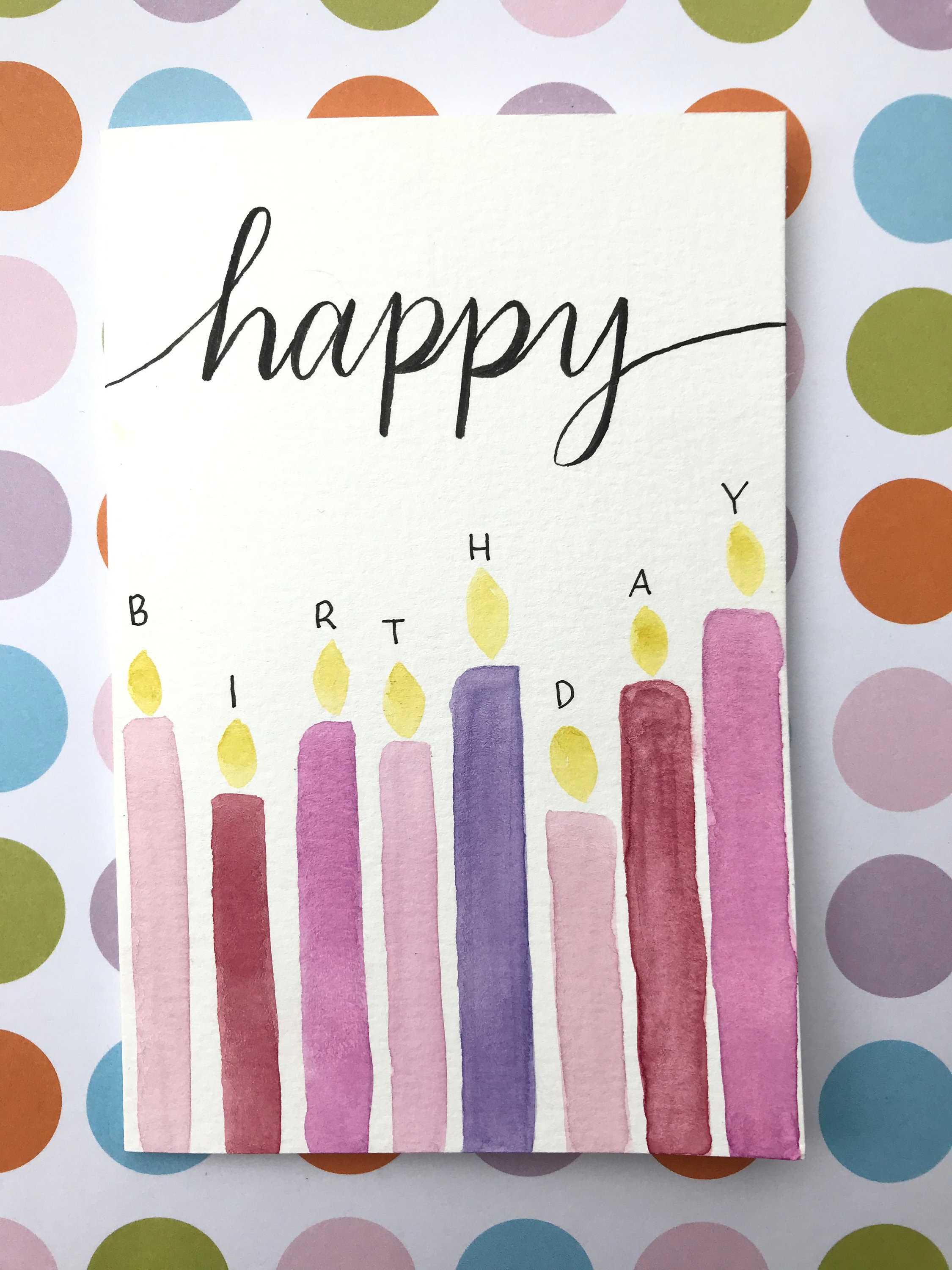 Watercolor Birthday Card Simple Birthday Card Hand Painted | Etsy