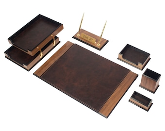 Leather Desk Set, Leather Office Supplies