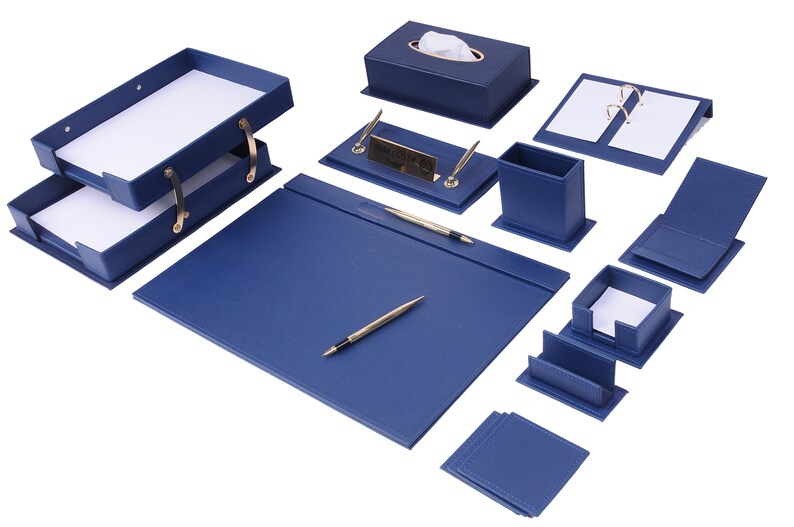 Leather Desk Set Office Desk Organizer Desk Storage Etsy