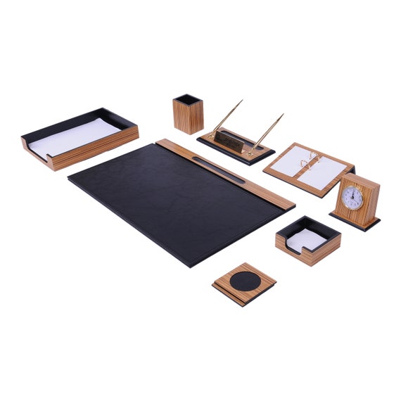 Lux Wooden Desk Set-10 Accessories-desk Office - Etsy