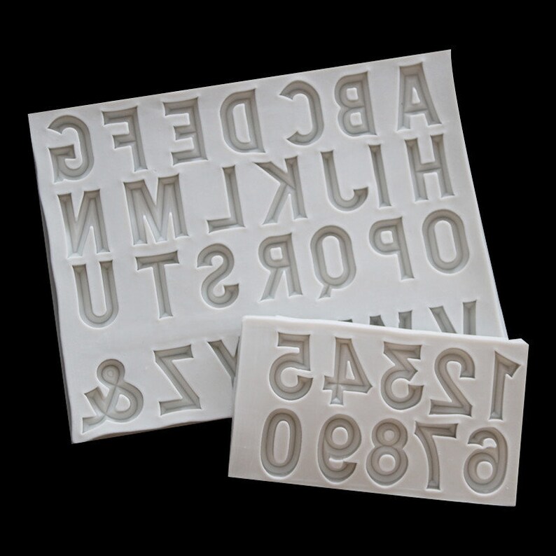 3D silicone mold resin clay alphabet letter numbers mold decor Etsy