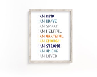 Kids Affirmations Poster: Playroom Classroom Decor (Digital Download)